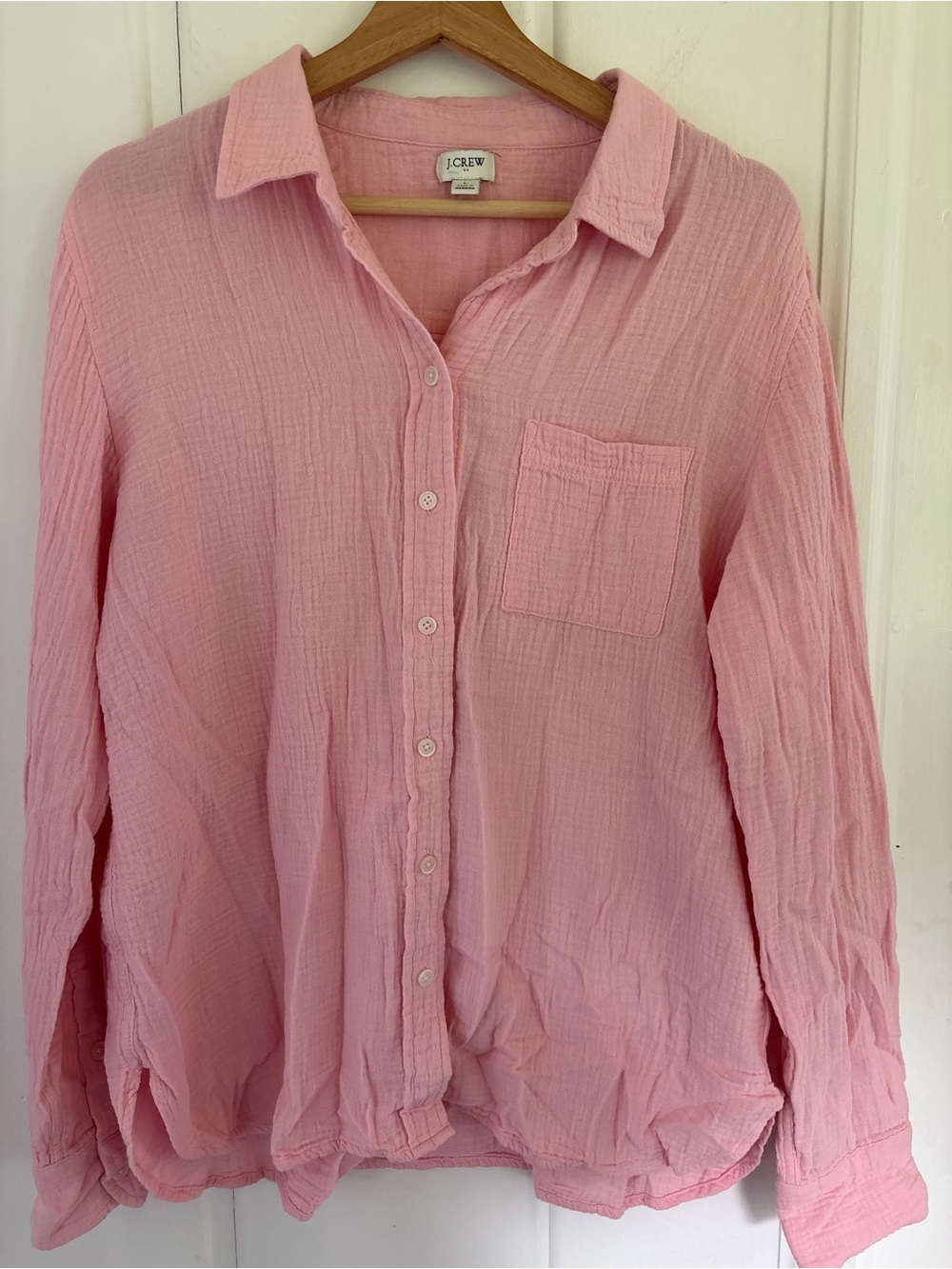 J. Crew Pink Gauze Button-Down Shirt